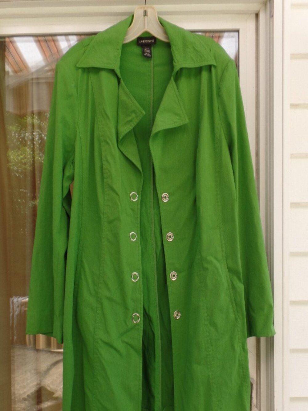 Lane Bryant Vibrant Green Single-Breasted Trench Coat